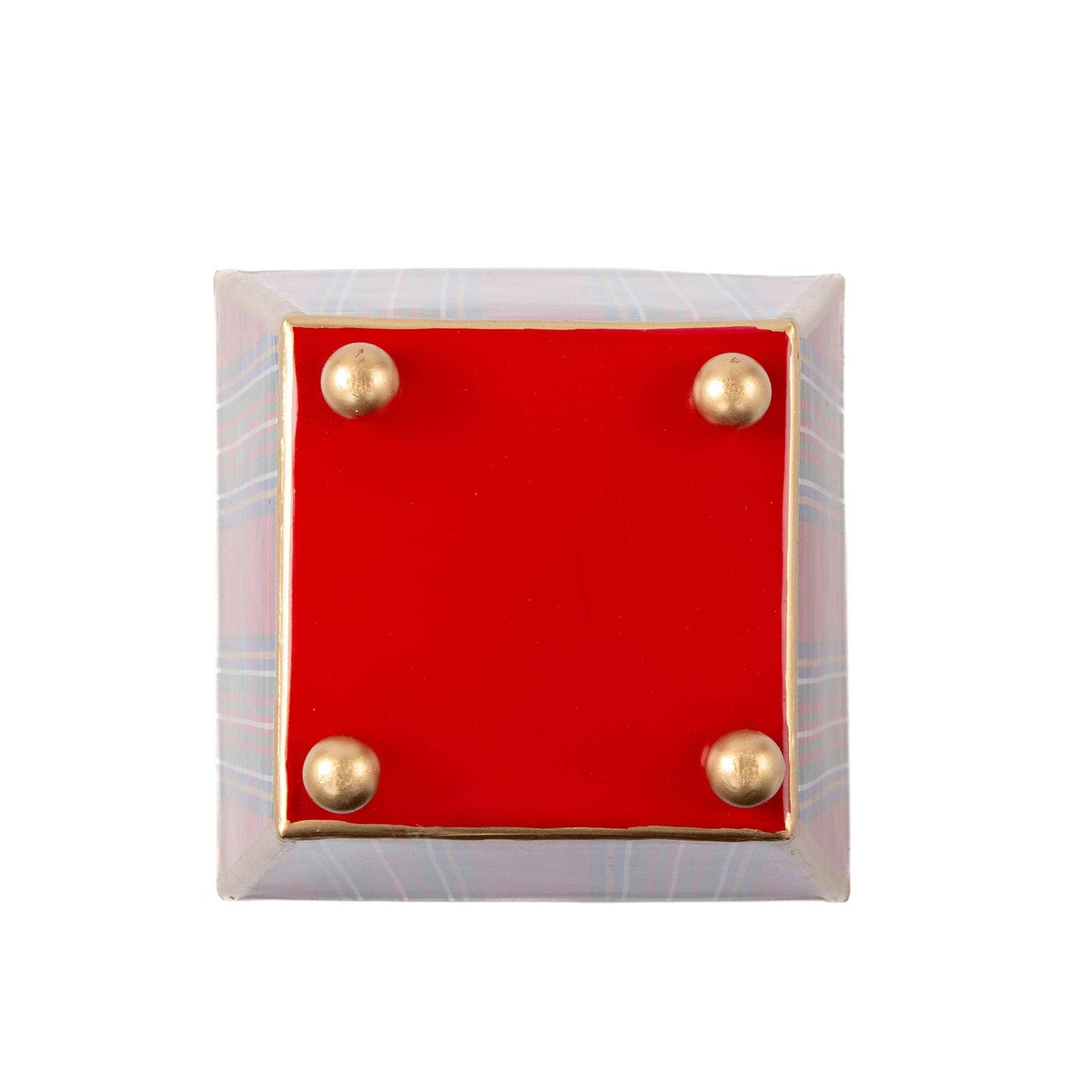 Tartan Plaid Enameled Square Cachepot Planter