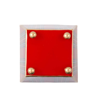 Tartan Plaid Enameled Square Cachepot Planter