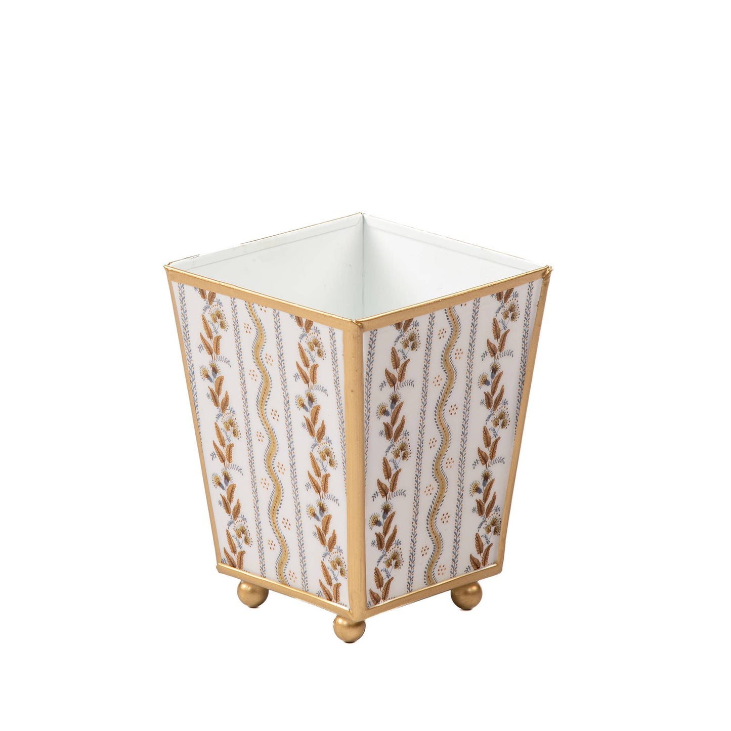 Emma Stripe Enameled Square Cachepot Planter