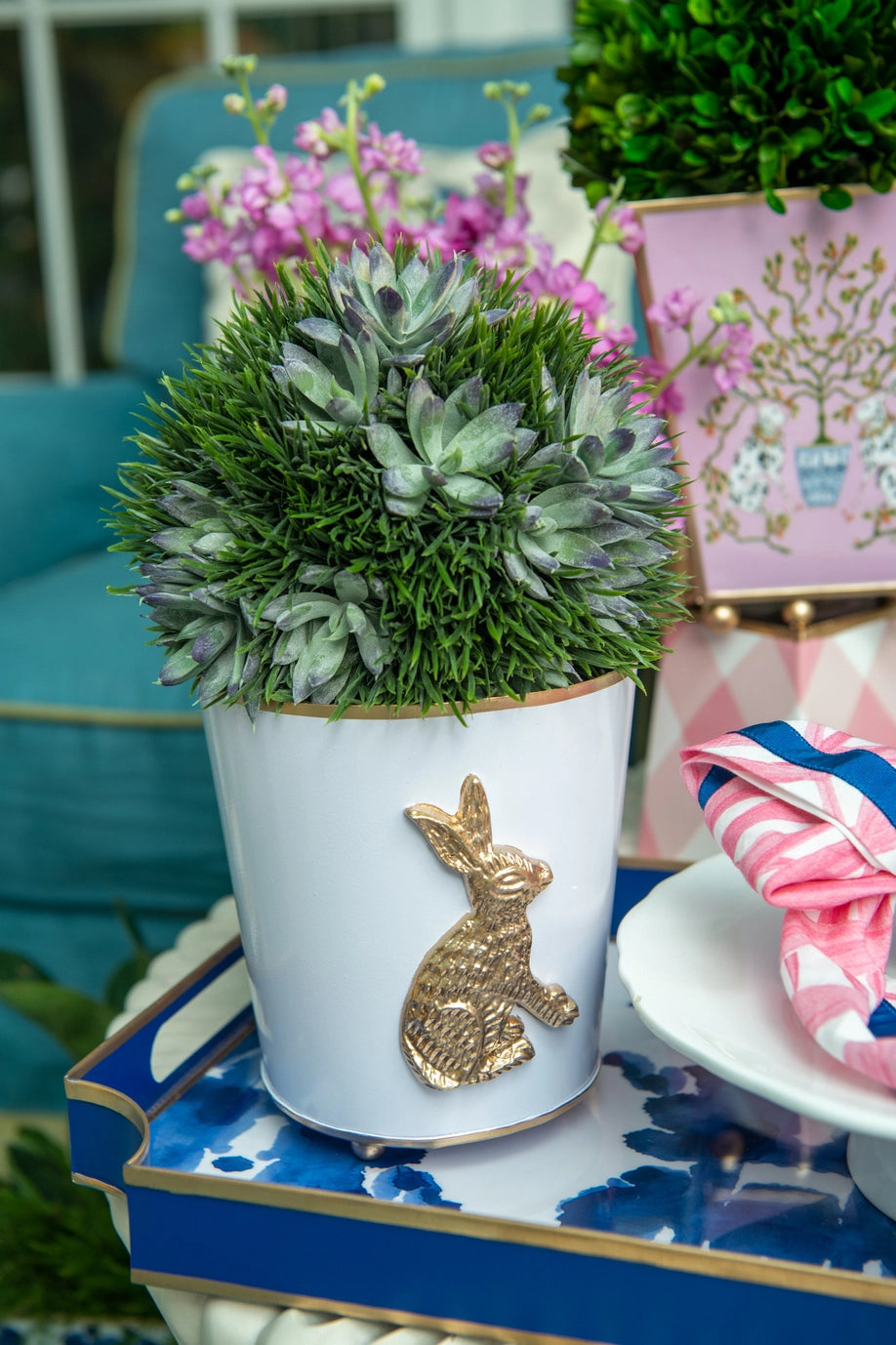 Regency Rabbit Round Cachepot