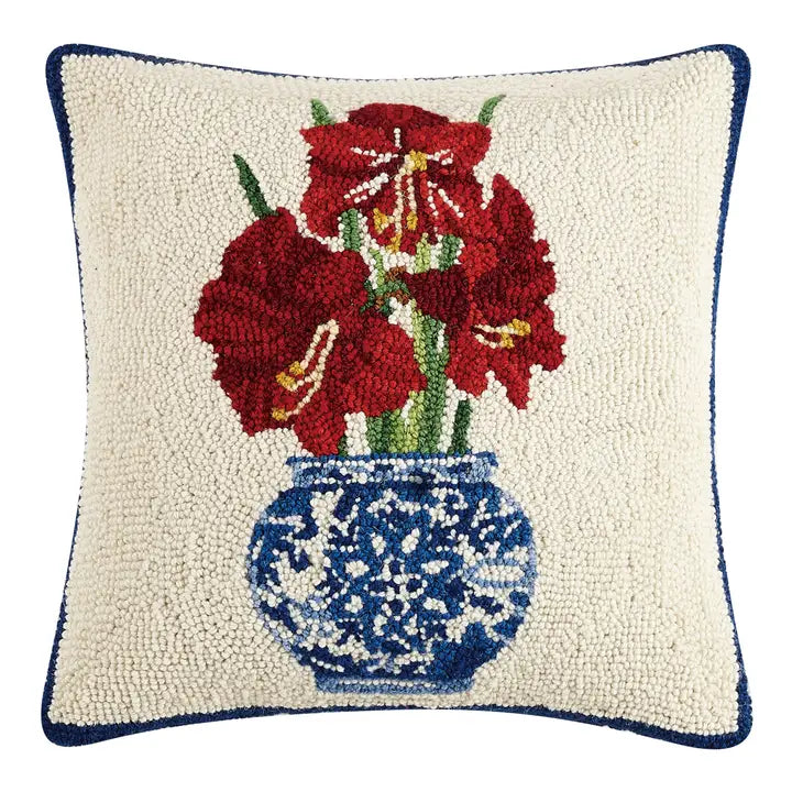 Holiday Chinoiserie Amaryllis Hook Pillow