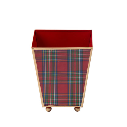 Tartan Plaid Enameled Square Cachepot Planter