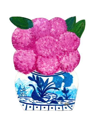 Pink Hydrangeas Ginger Jar Door Hanger