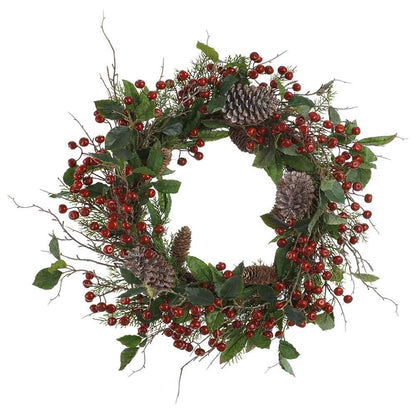 Berry and Pinecone Cedar Wreath