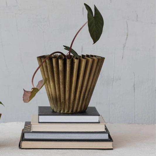 Fluted Metal Planter