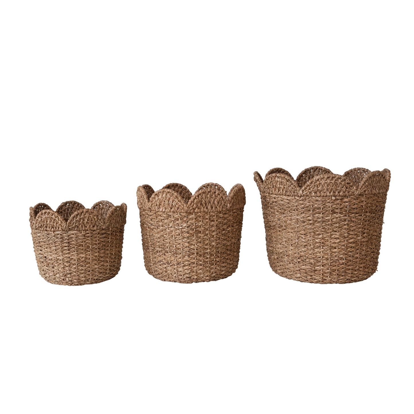 Rattan Baskets w/ Scalloped Edge, Set of 3