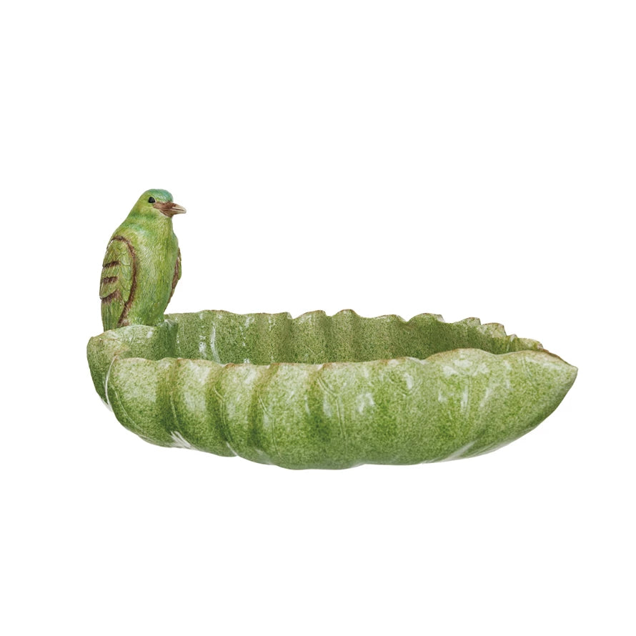 Leaf Shaped Bowl with Bird