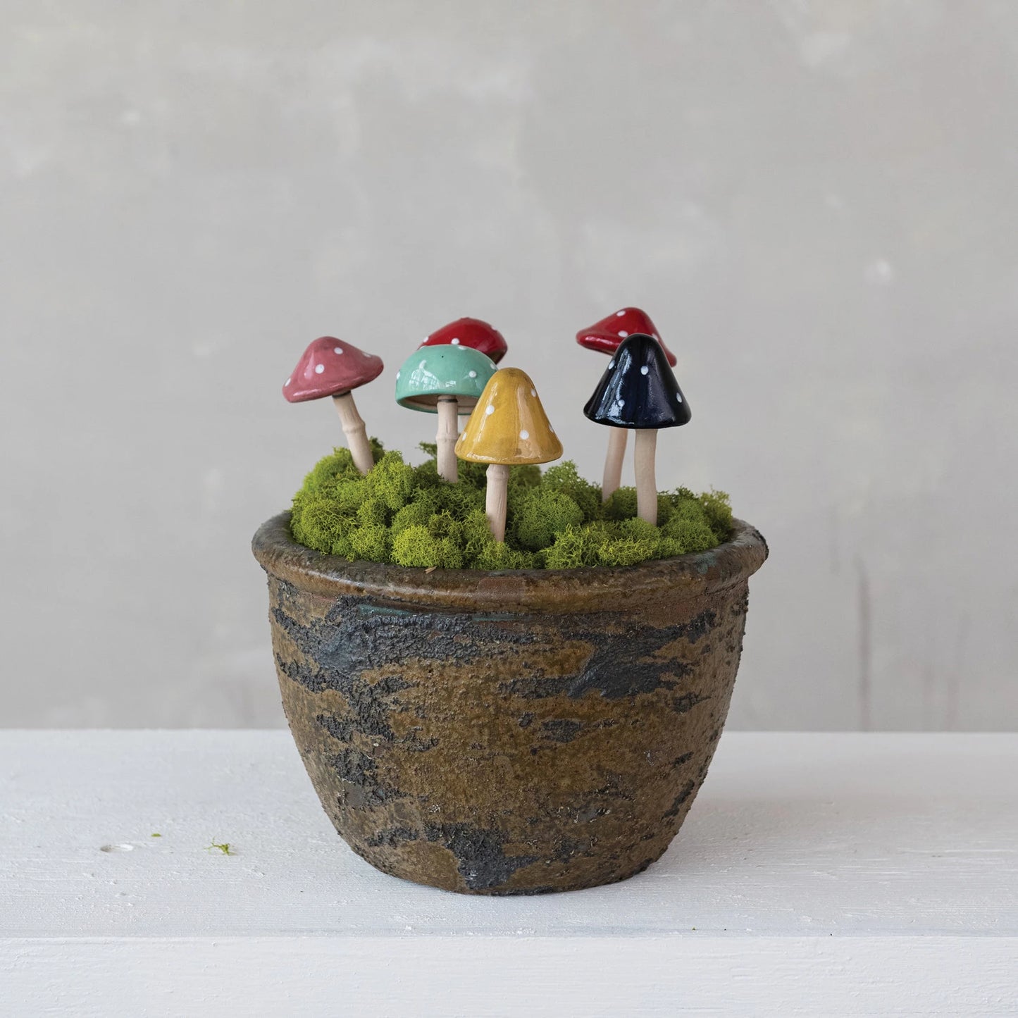 Stoneware Mushroom Plant Stake