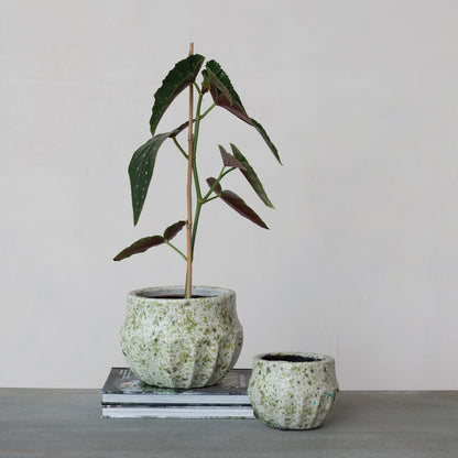 Terra-cotta Planter, Crackle Glaze, Terrazzo Finish