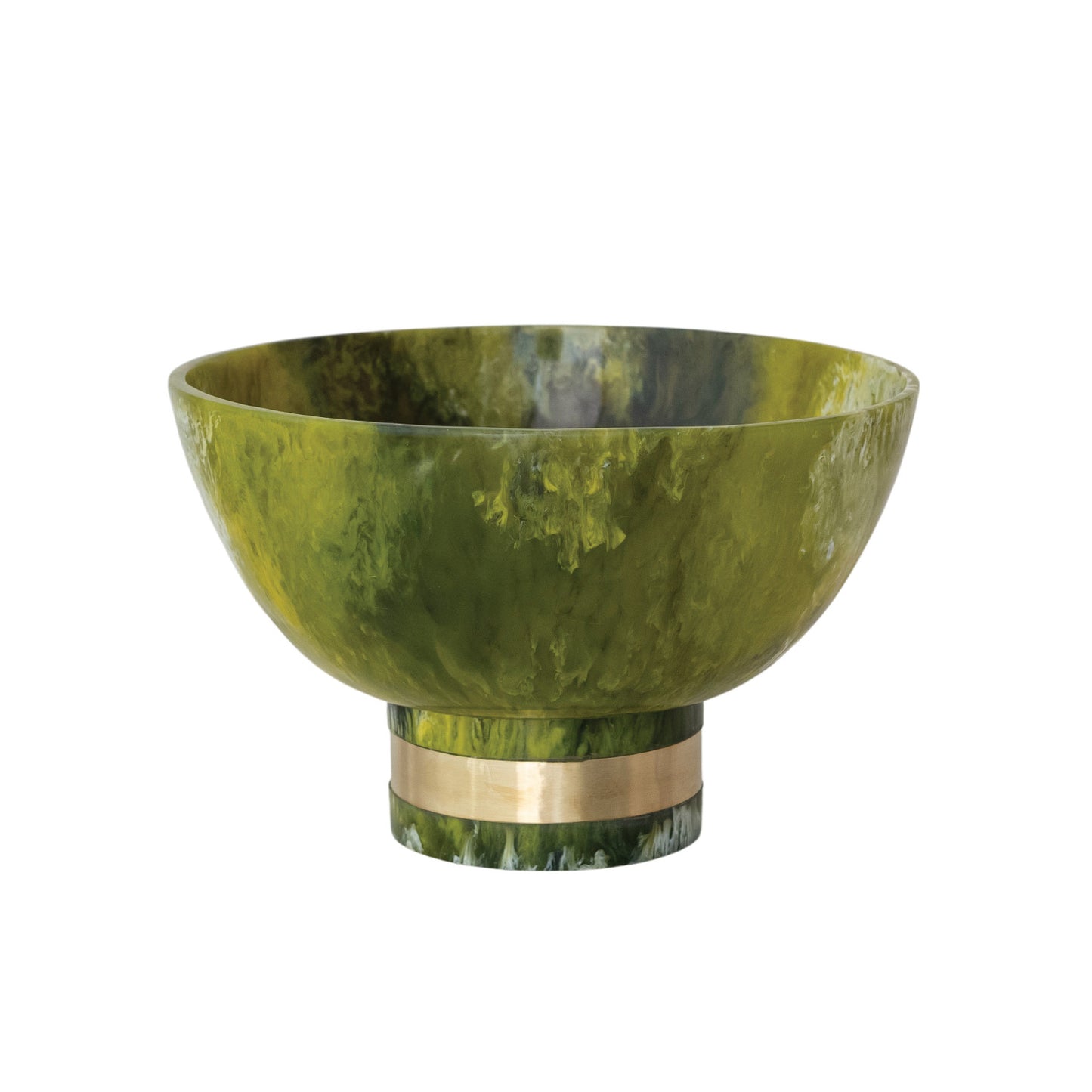 Marbled Resin Footed Bowl with Gold Finish