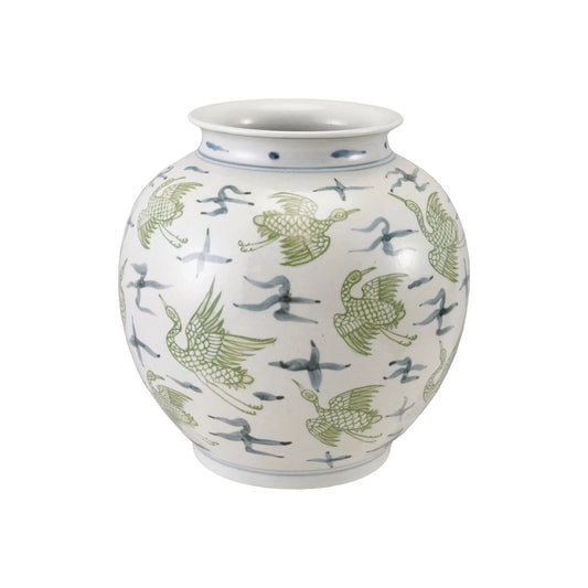 Ceramic Vase with Crane Pattern
