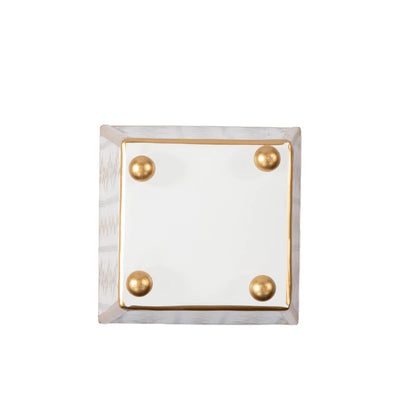 Emma Stripe Enameled Square Cachepot Planter