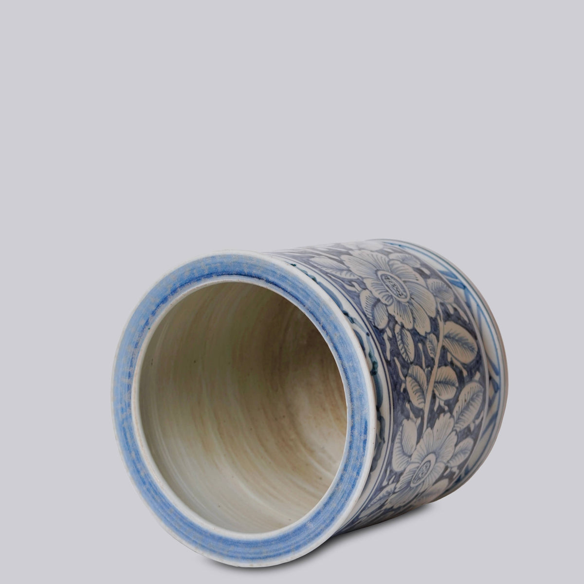 Blue and White Porcelain Floral Orchid Pot