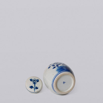 Blue & White Porcelain Mini Floral Jar