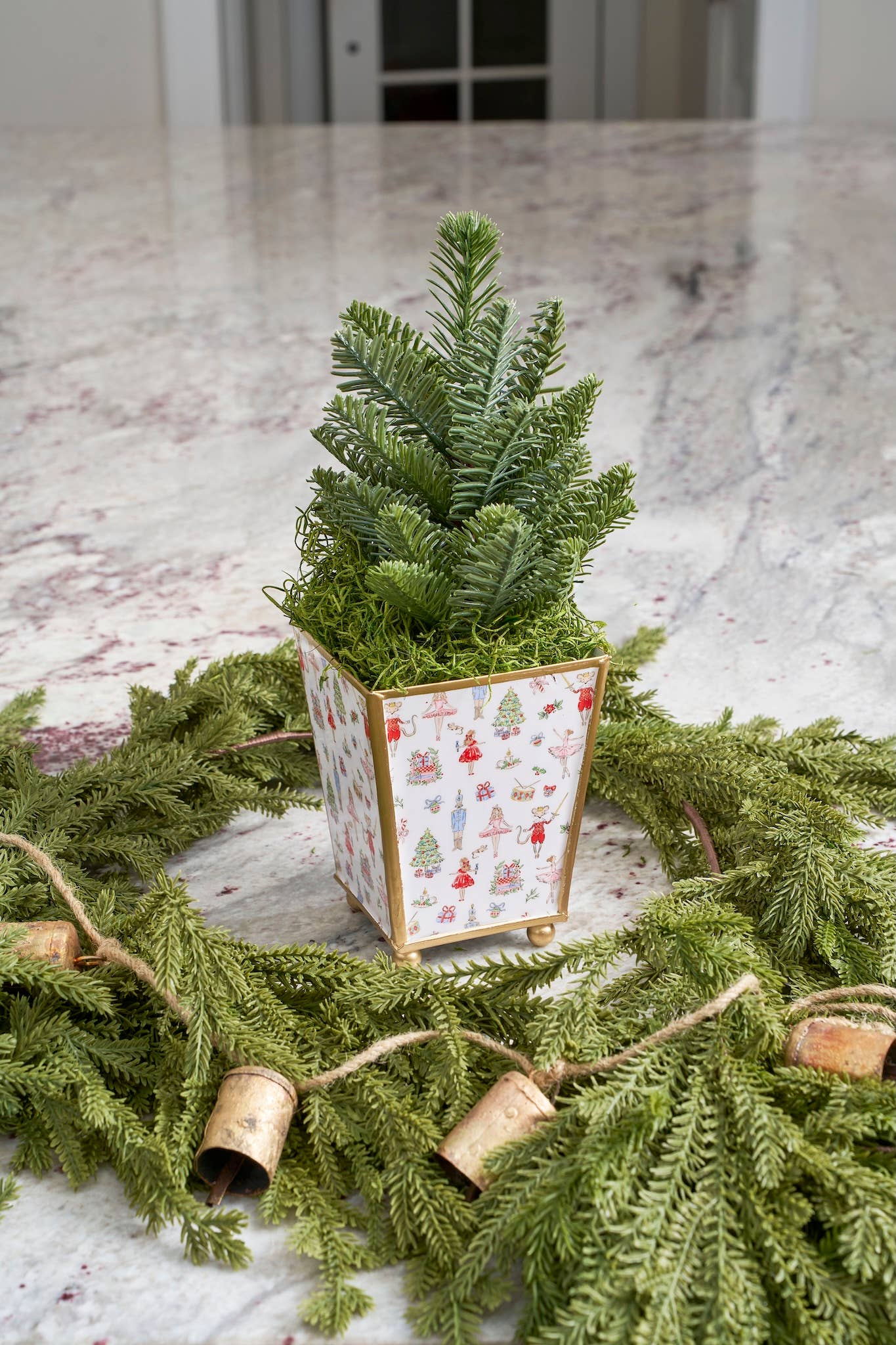 Watercolor Nutcracker Enameled Square Cachepot Planter