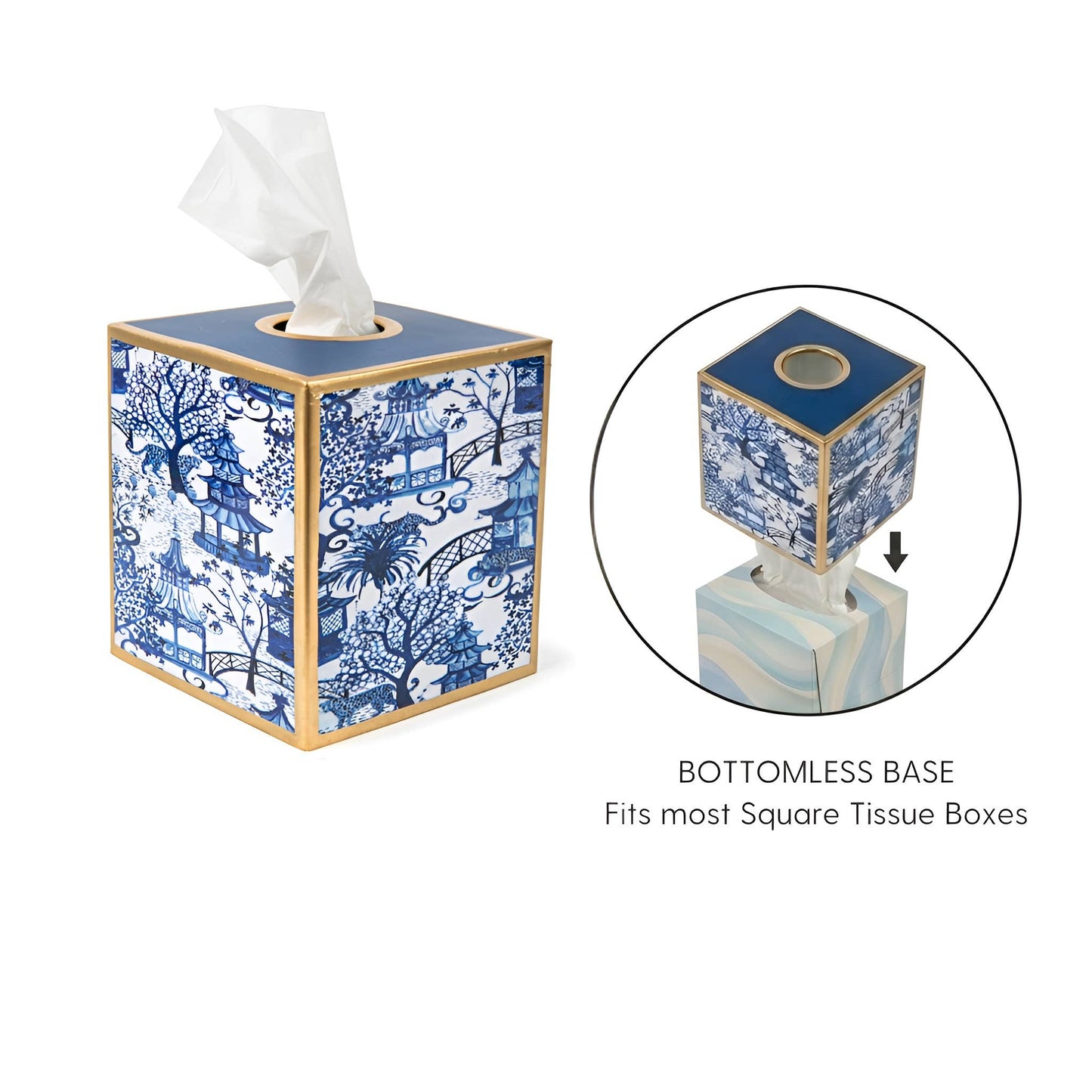 Garden Party Enameled Tissue Box Cover