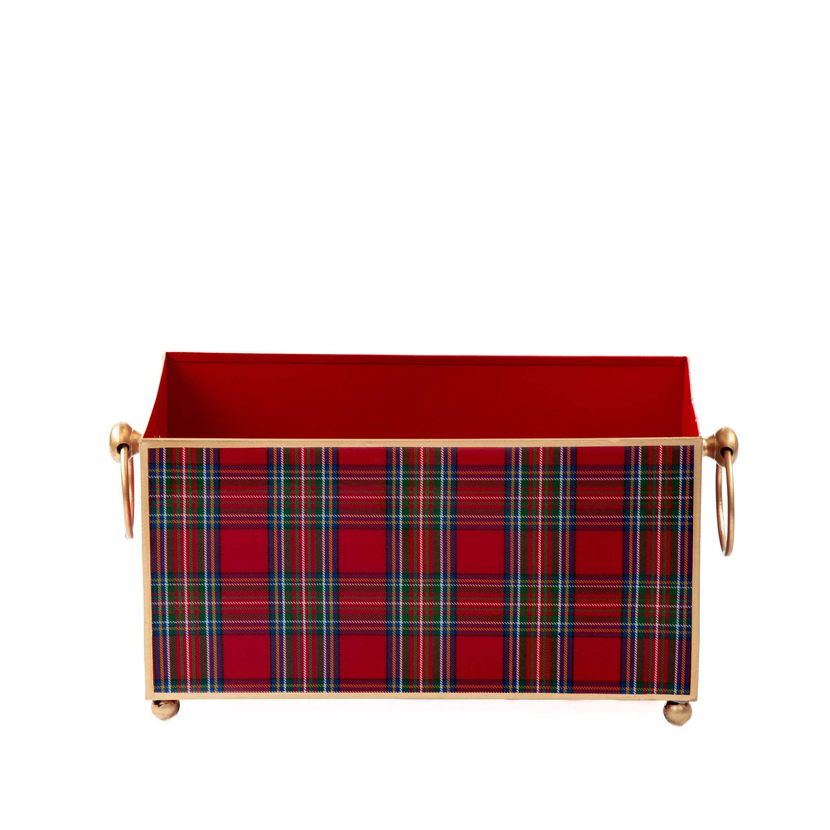 Tartan Plaid Enameled Rectangular Cachepot Planter 6x12