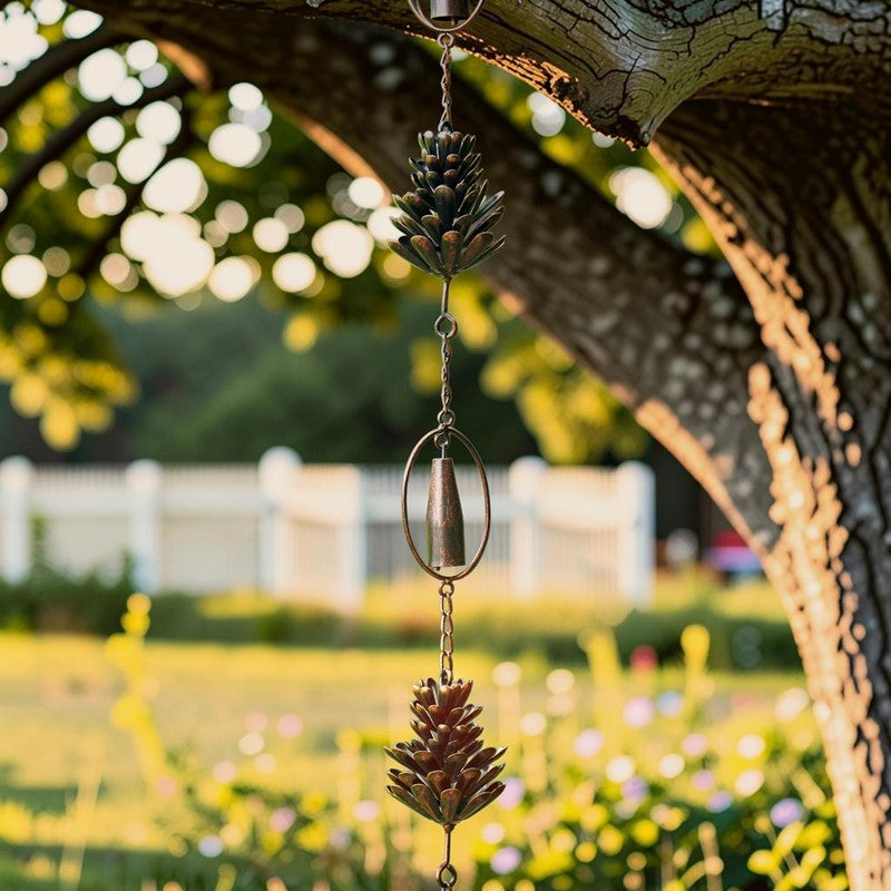 Antique Bronze Hanging Pinecone Rain Chain
