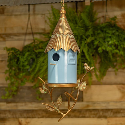 Soft Blue Porcelain Hanging Birdhouse