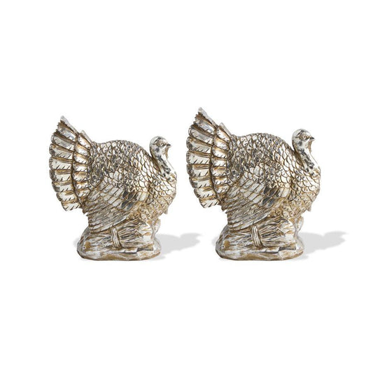 Set of 2 Silver Turkeys