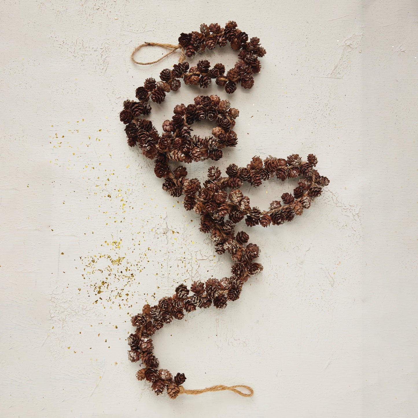 Pinecone Garland with Glitter & Jute Cord