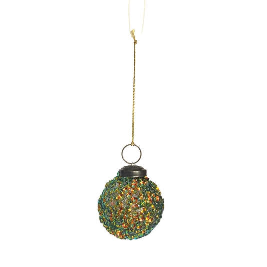 Handmade Glass Ball Ornament with Iridescent Sequins