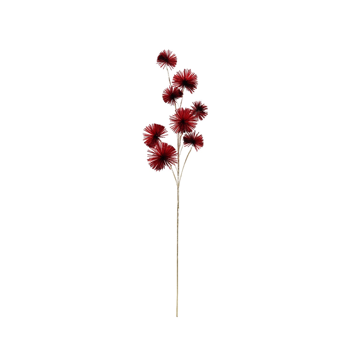 Plastic Tinsel Ball Stem, Red