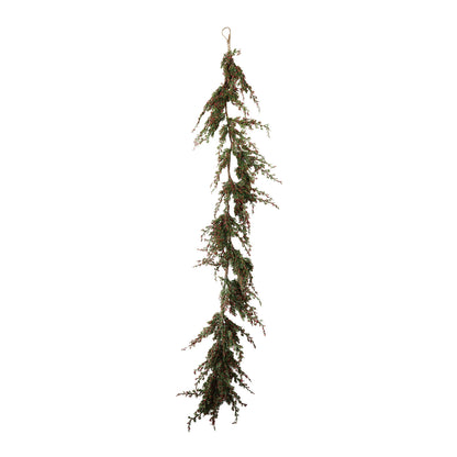 Faux Cypress Garland with Red Berries
