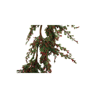 Faux Cypress Garland with Red Berries