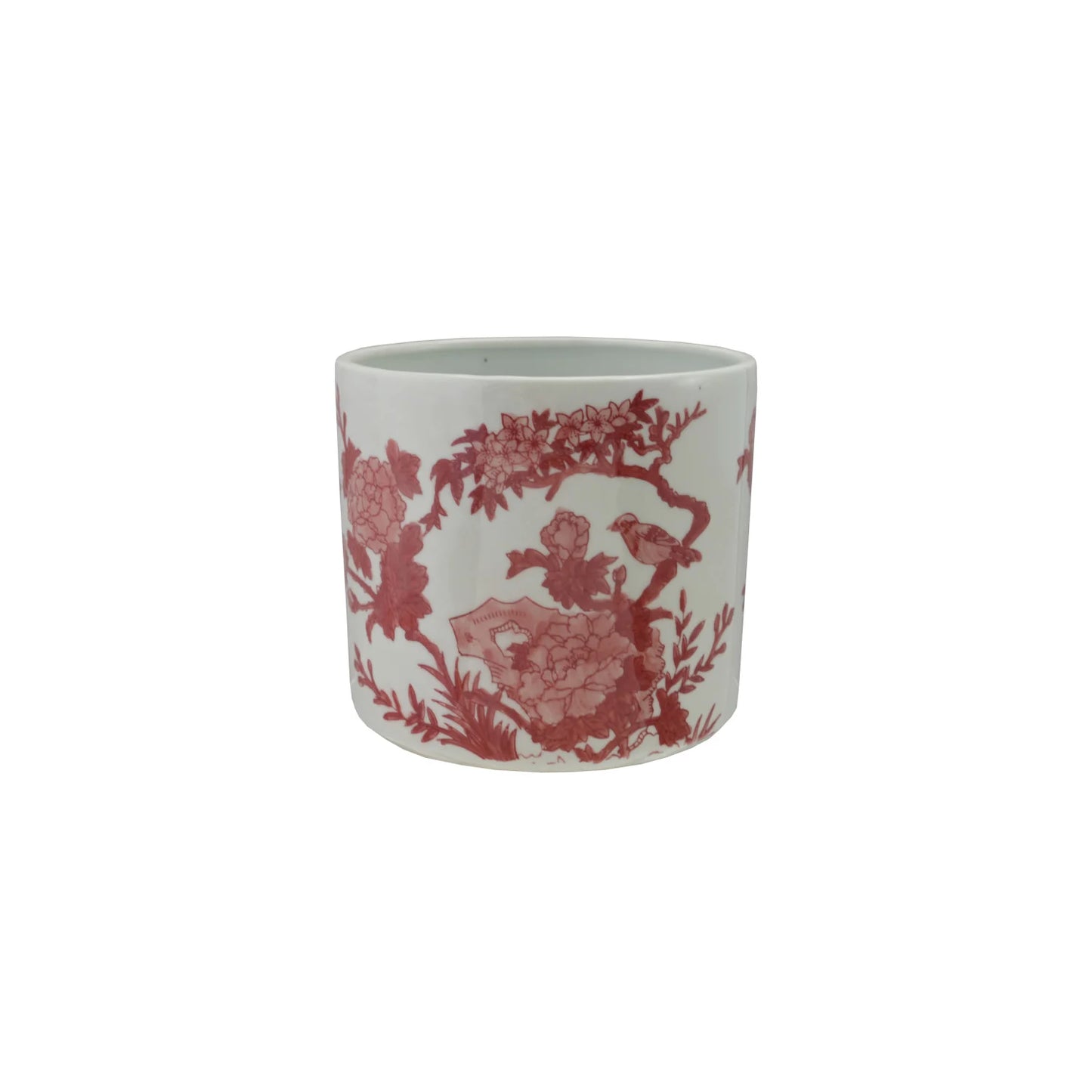 Hand-Painted Stoneware Planter with Patterns & Botanicals