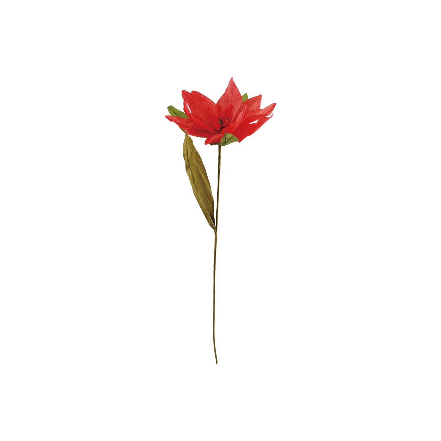 Handmade Paper Poinsettia Pick, Red & Green